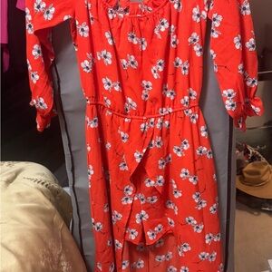 Speechless Vibrant Orange Floral Dress